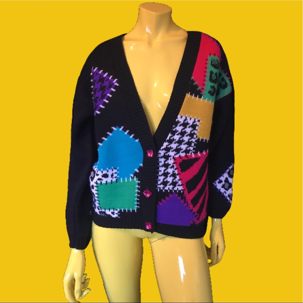 •🚫SOLD🚫 Lisa Frank Patchwork Cardigan 🌈🐾• - Picture 3 of 4